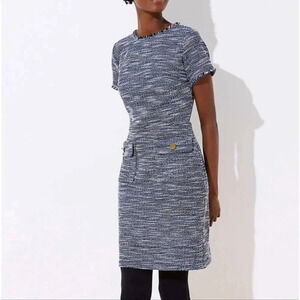LOFT BOUCLE BUTTON POCKET DRESS